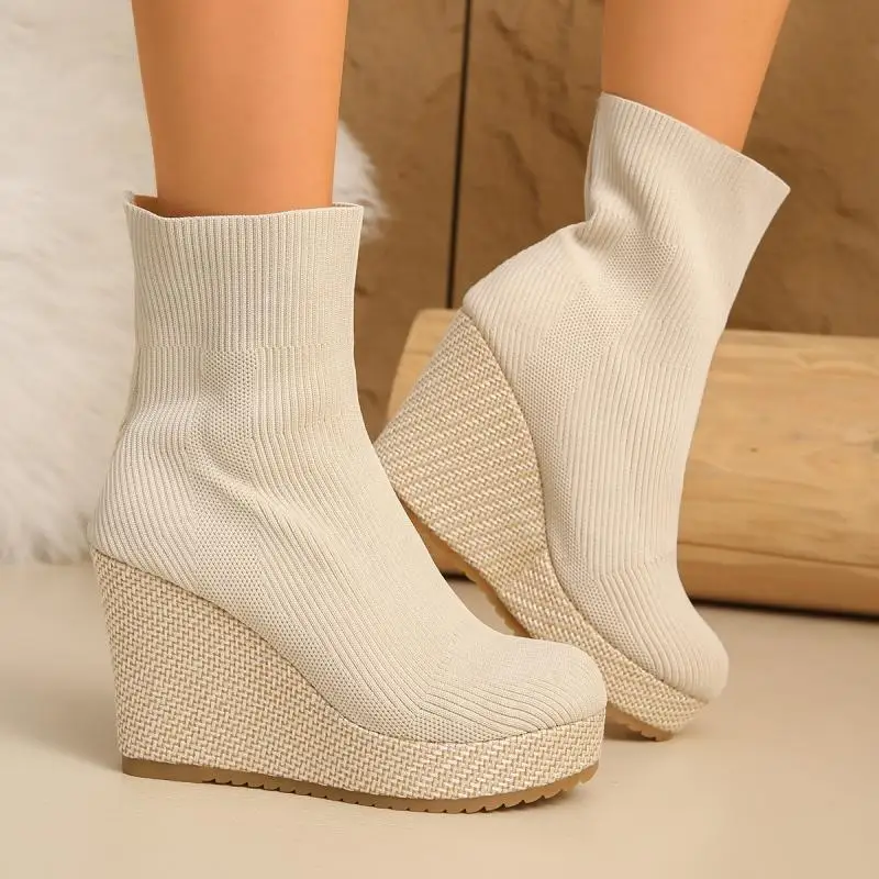 Claire Sock Wedge Boots