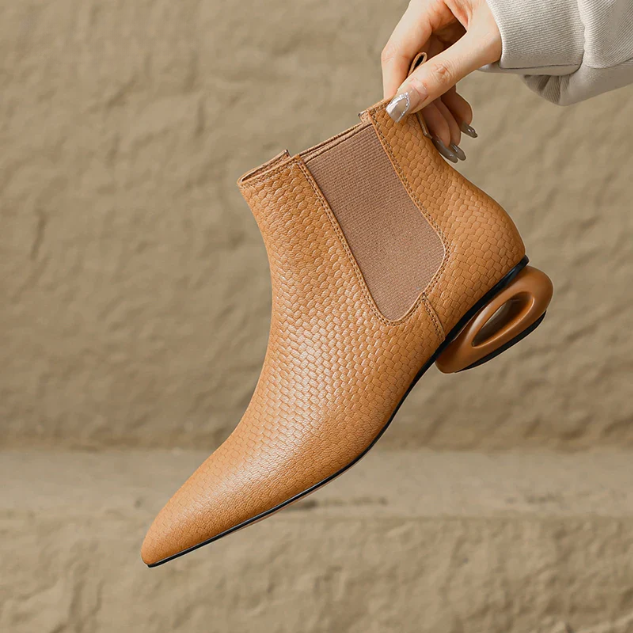 Hazel Hollow Leather Ankle Boots