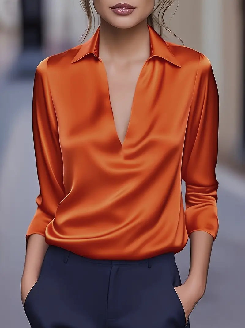 Vienne Satin Draped Collar Blouse
