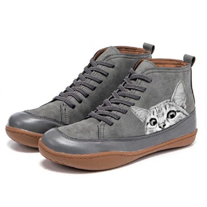 Wilhelmina Cat Print Ankle Boot