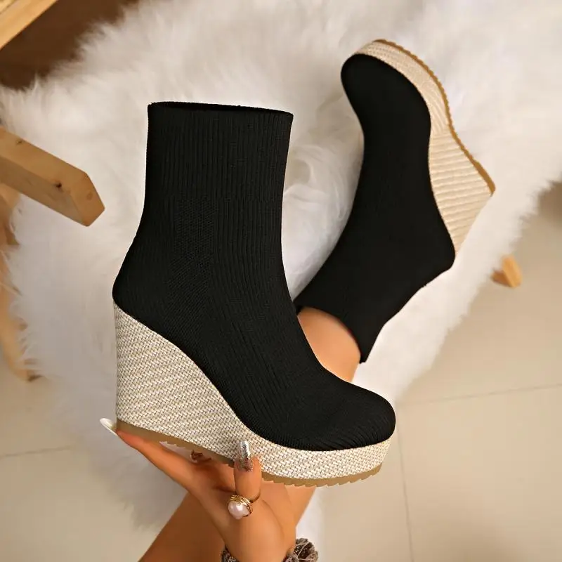 Claire Sock Wedge Boots