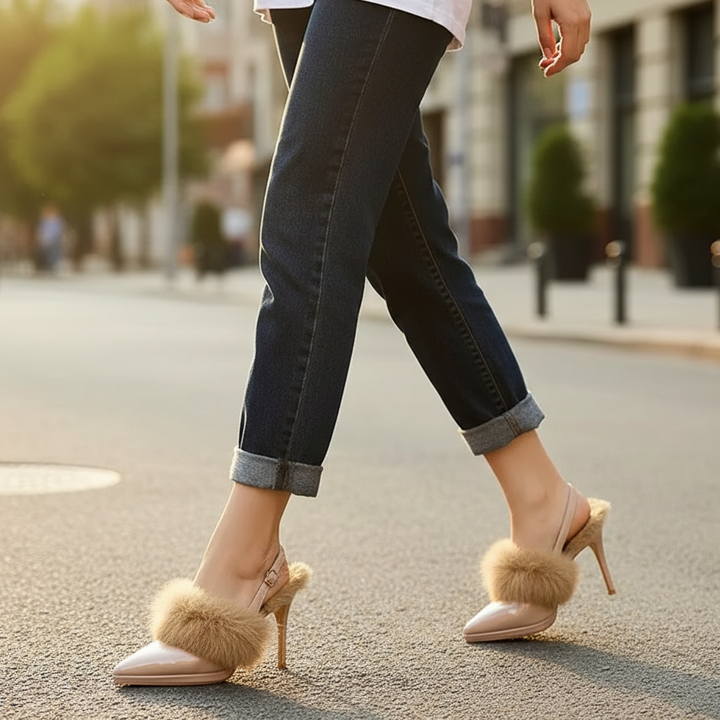 Orella Genuine Leather Fur Heels