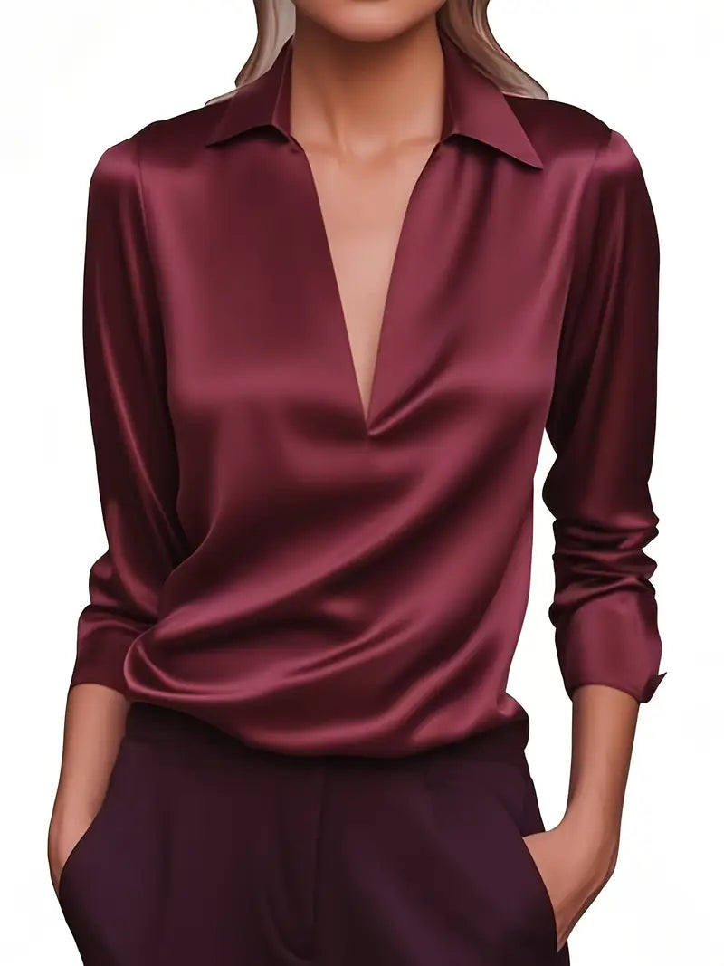 Vienne Satin Draped Collar Blouse