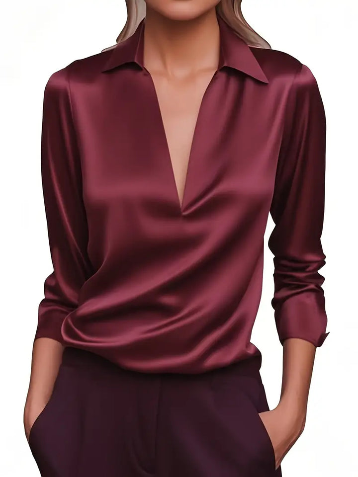 Vienne Satin Draped Collar Blouse