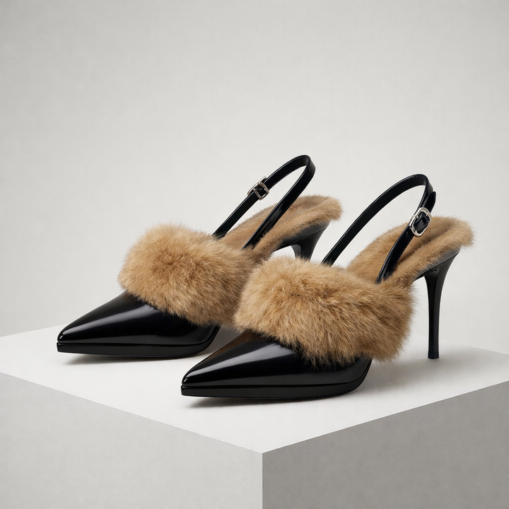Orella Genuine Leather Fur Heels