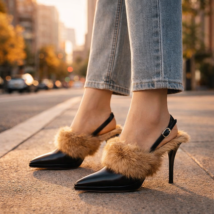 Orella Genuine Leather Fur Heels