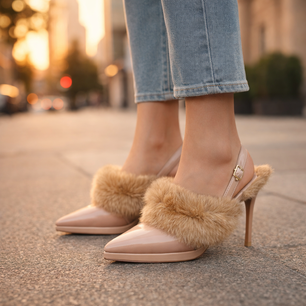 Orella Genuine Leather Fur Heels