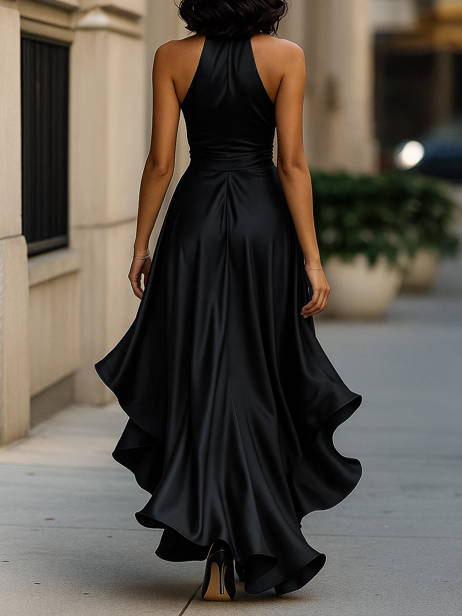 Midnight Whisper Ruffle Gown