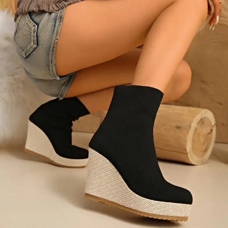 Claire Sock Wedge Boots