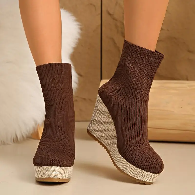 Claire Sock Wedge Boots