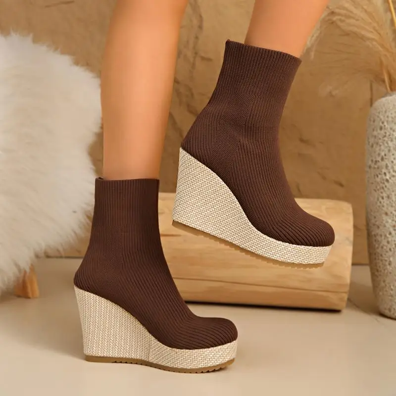 Claire Sock Wedge Boots