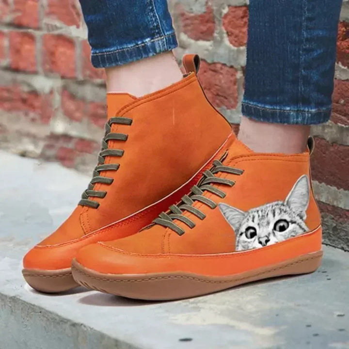Wilhelmina Cat Print Ankle Boot