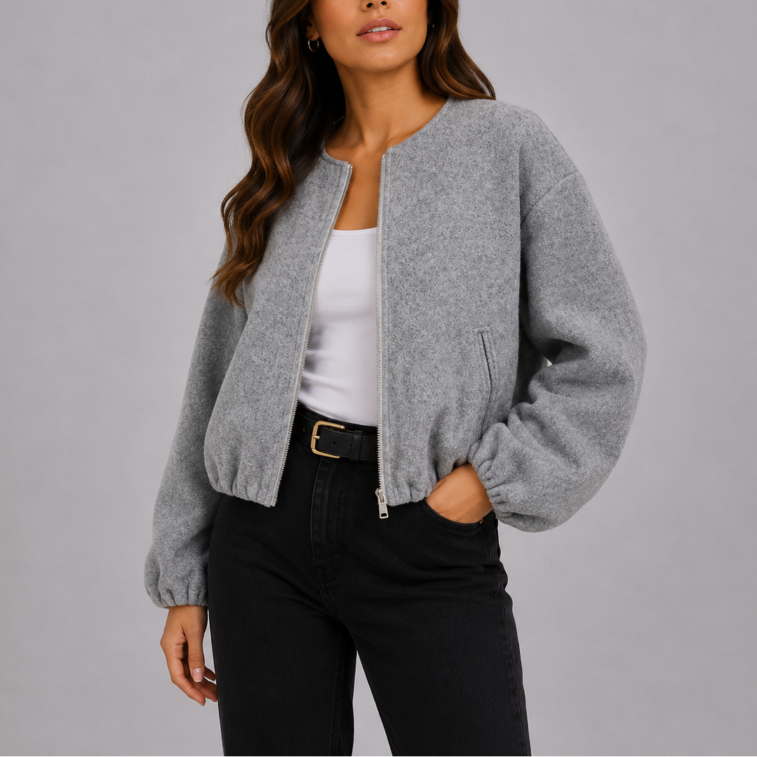 Oriel Collarless Bomber Jacket