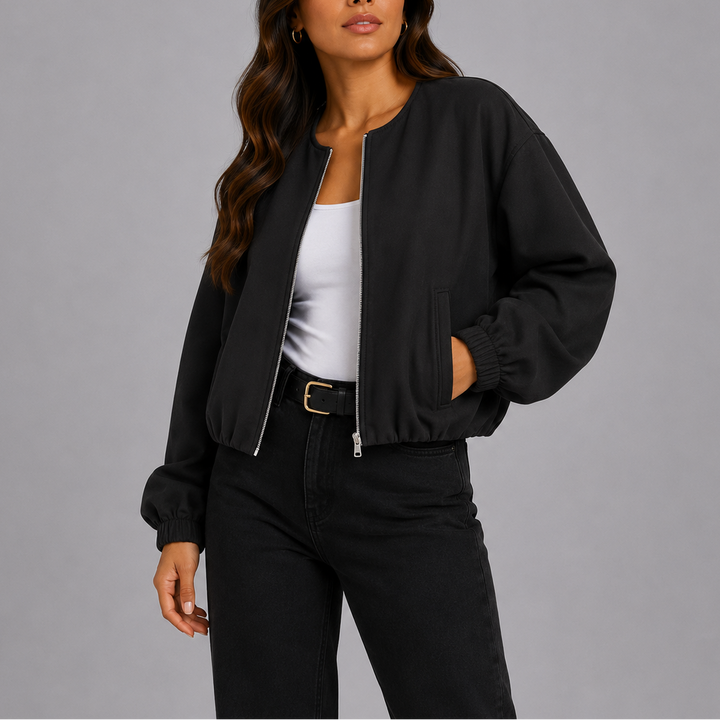 Oriel Collarless Bomber Jacket