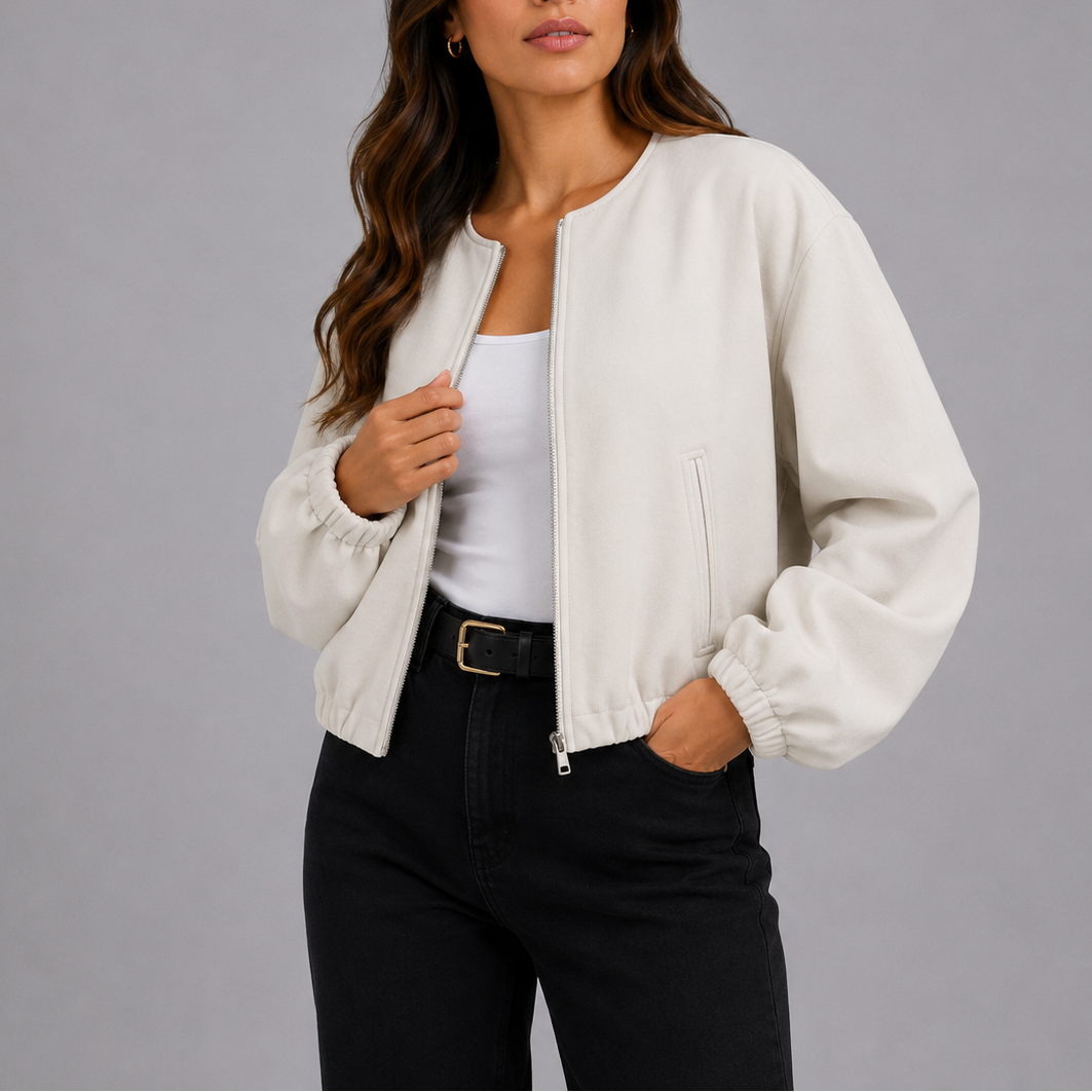 Oriel Collarless Bomber Jacket