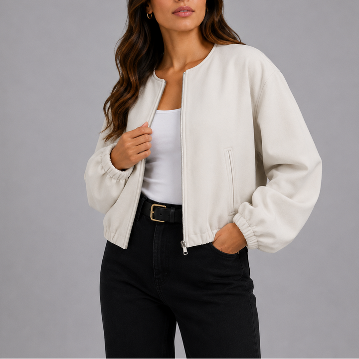 Oriel Collarless Bomber Jacket