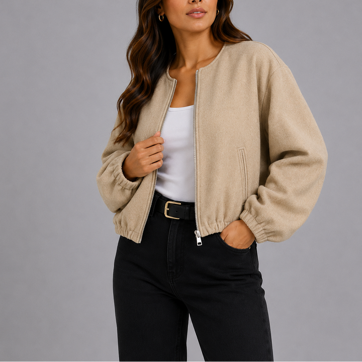 Oriel Collarless Bomber Jacket