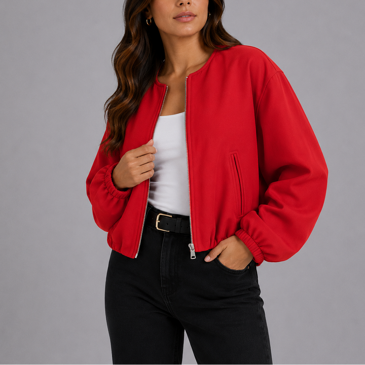 Oriel Collarless Bomber Jacket