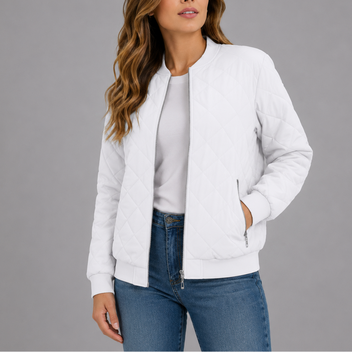 Noemi Quilted Bomber Collarless Jacket