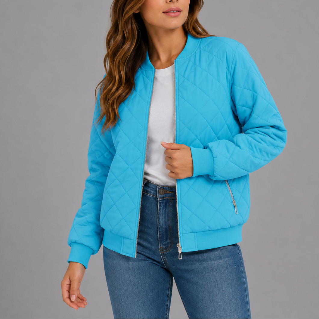 Noemi Quilted Bomber Collarless Jacket