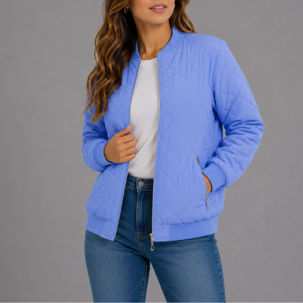 Noemi Quilted Bomber Collarless Jacket