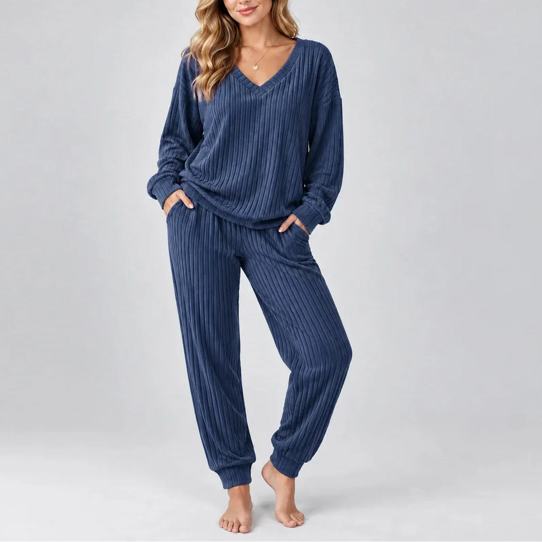 Sabrine V-Neck Ribbed Lounge Set