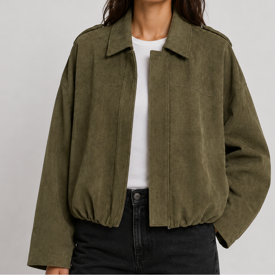 Cassandra Suede Bomber Jacket