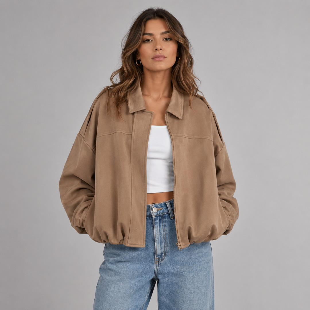 Cassandra Suede Bomber Jacket