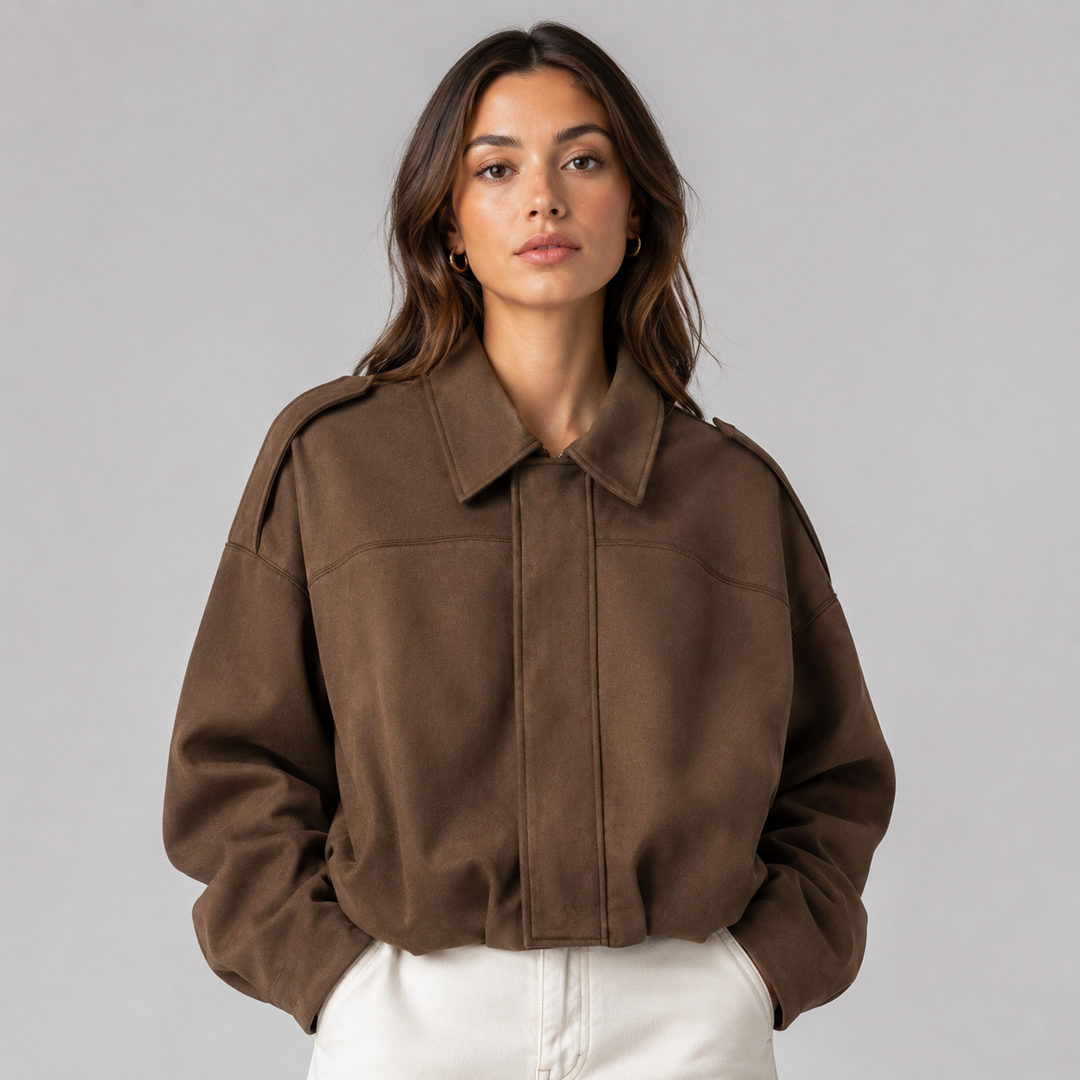 Cassandra Suede Bomber Jacket