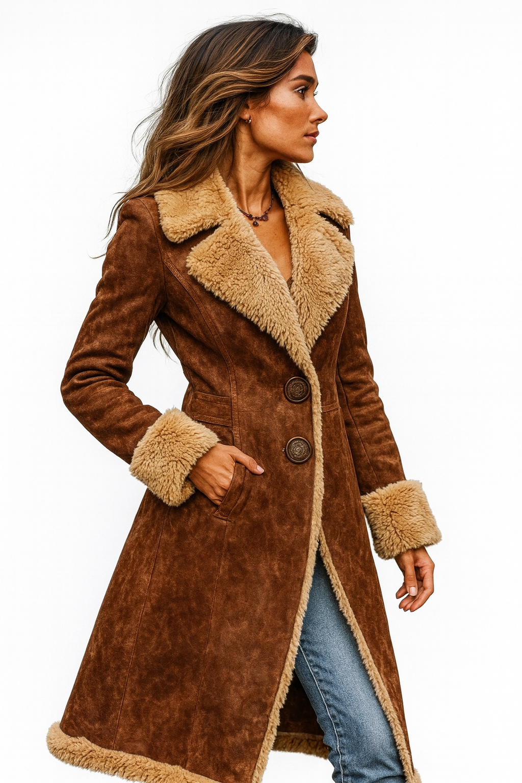 Beatriz Shearling Collar Coat