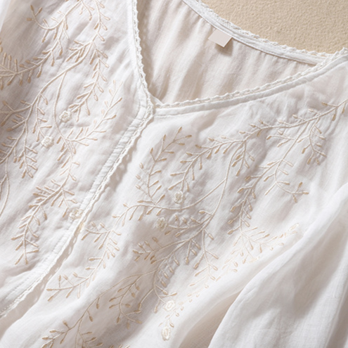 Natalia V-Neck Linen Blouse