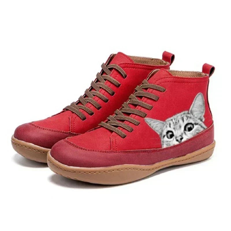 Wilhelmina Cat Print Ankle Boot