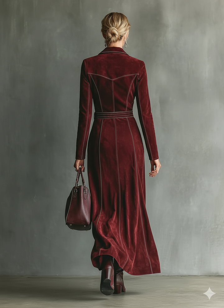 Meigh Retro Faux Suede Maxi Dress
