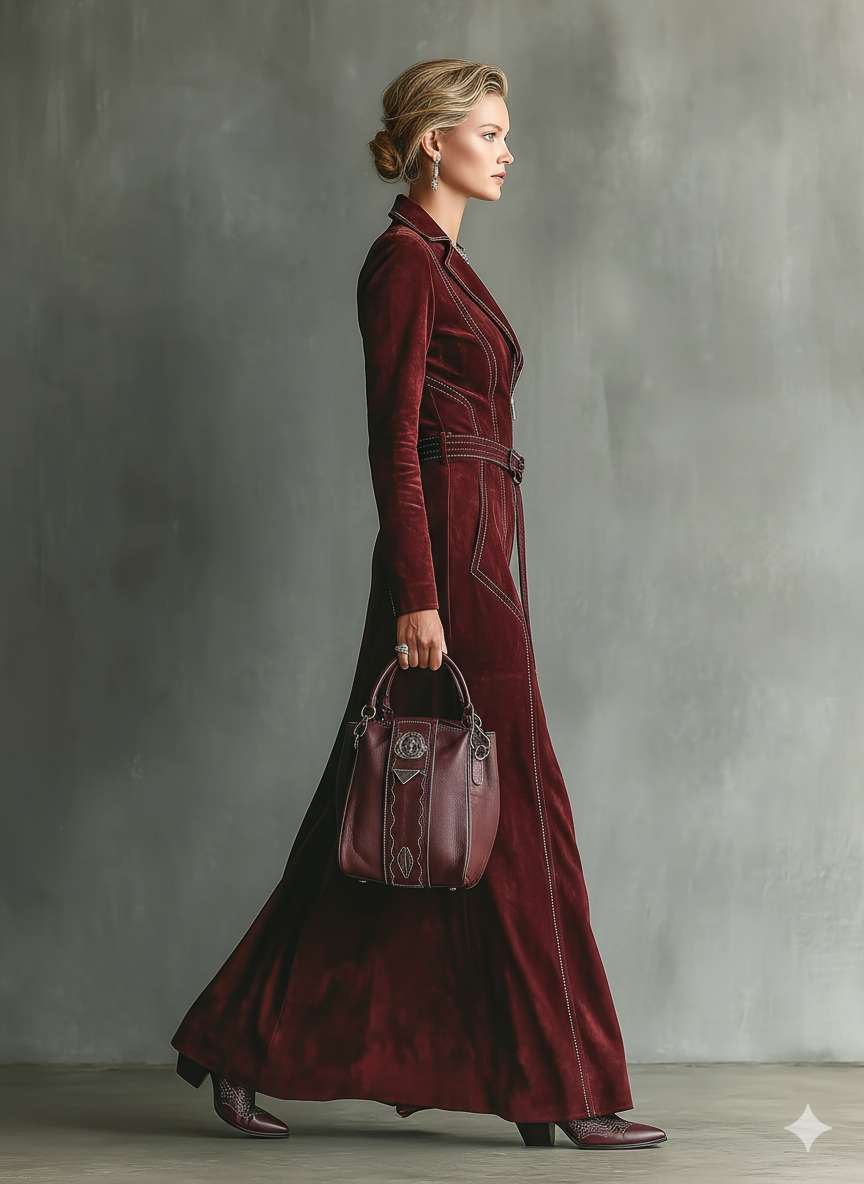 Meigh Retro Faux Suede Maxi Dress
