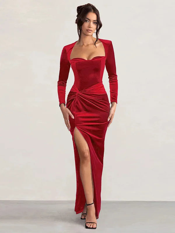Vivienne Twisted Waist Velvet Gown