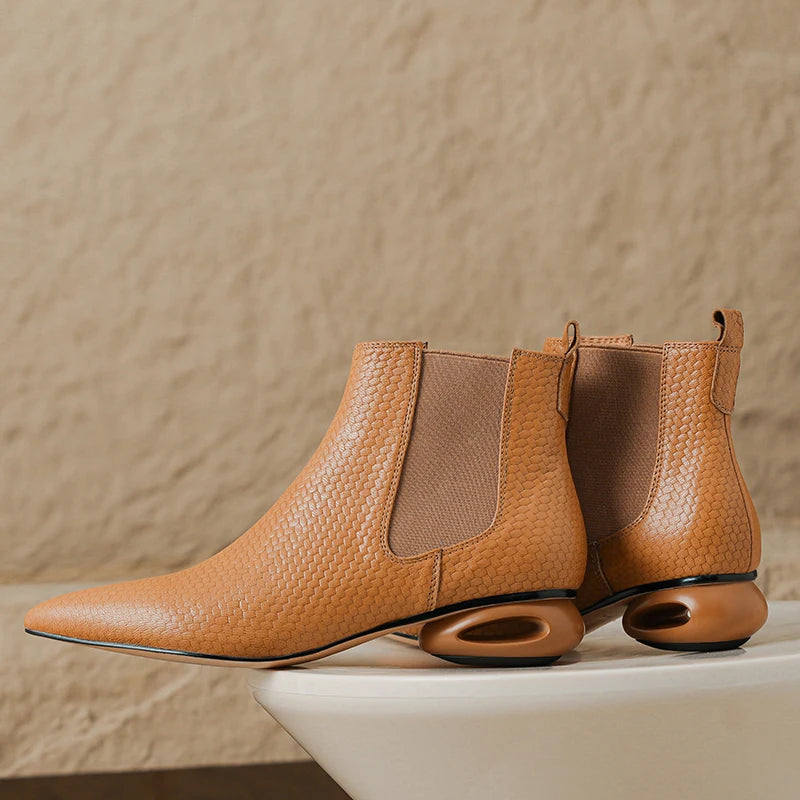 Hazel Hollow Leather Ankle Boots