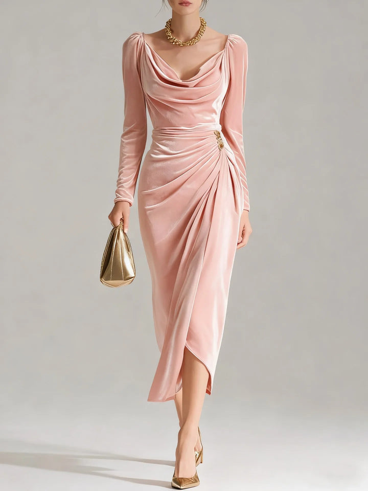 Tessa Velvet Ruched Midi Dress