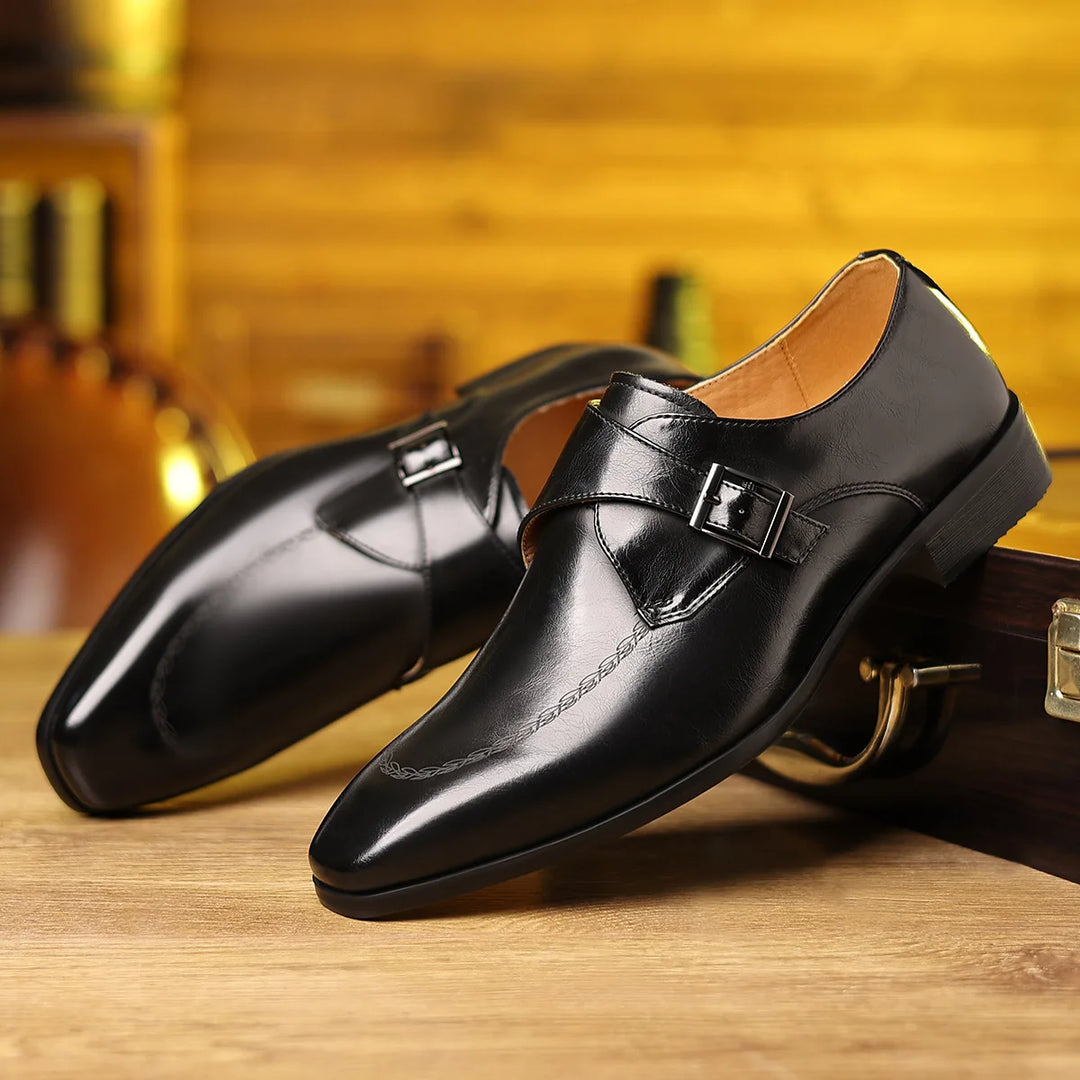 Valentino Leather Monk Strap Loafers