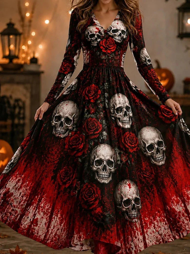 Harlow Skeleton Print Maxi Dress