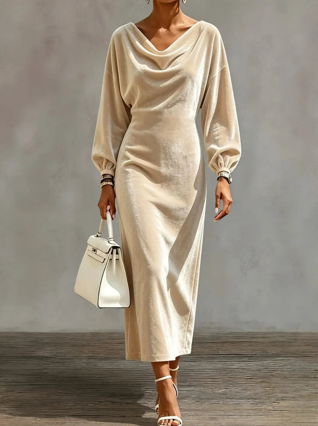 Giselle Cowl Neck Velvet Dress