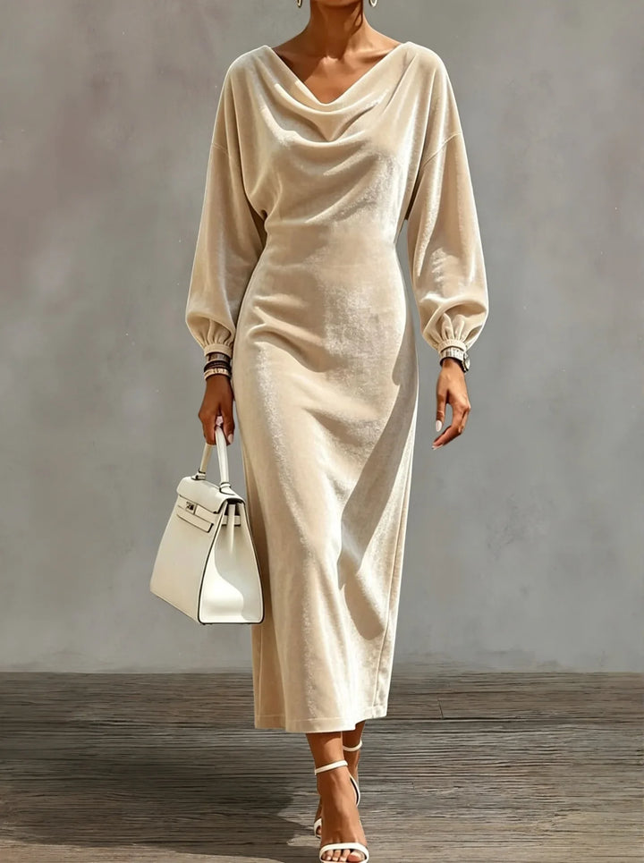 Giselle Cowl Neck Velvet Dress
