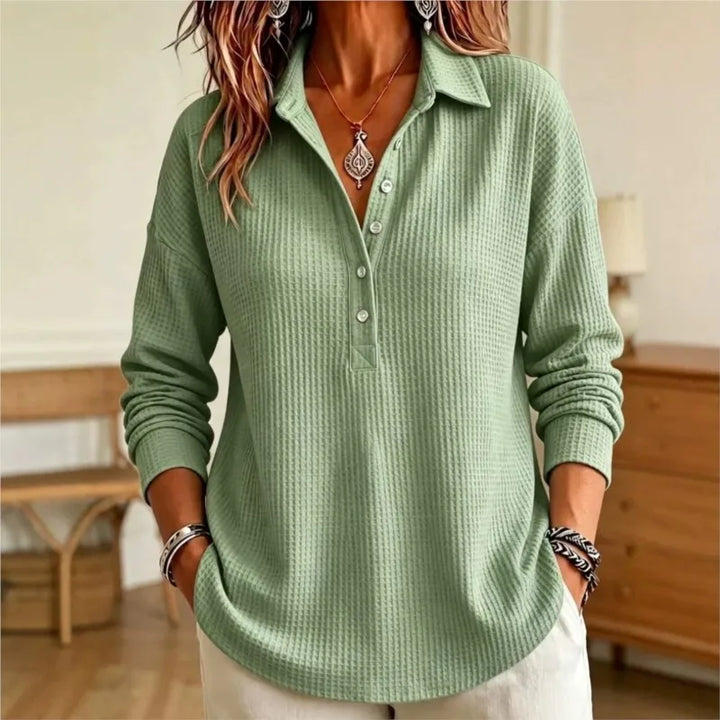 Wren Waffle Knit Polo Sweater
