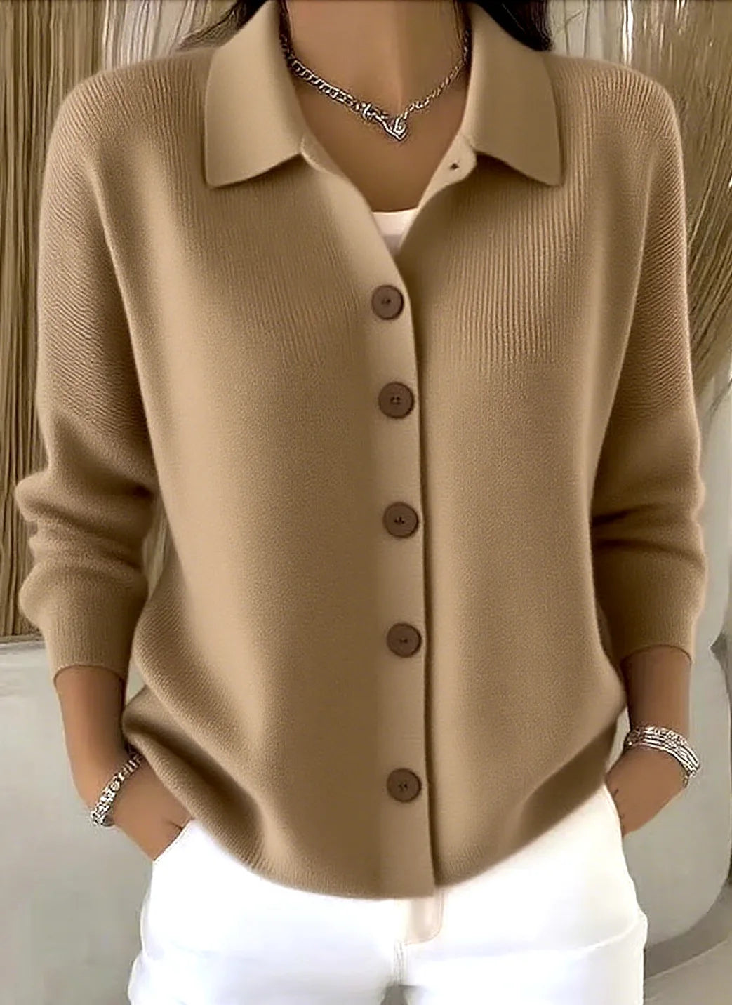 Marget Collared Knit Cardigan