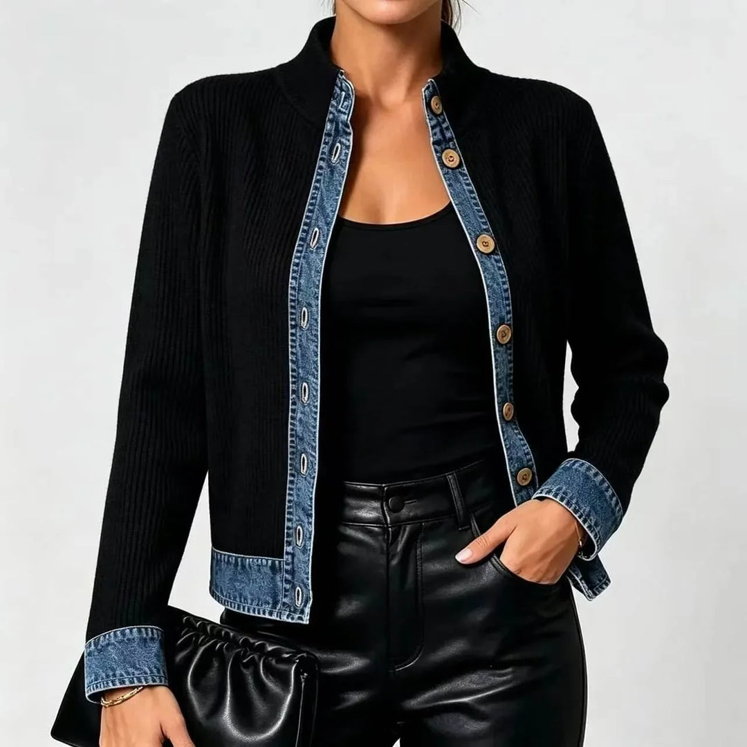 Petronella Denim Trim Cardigan