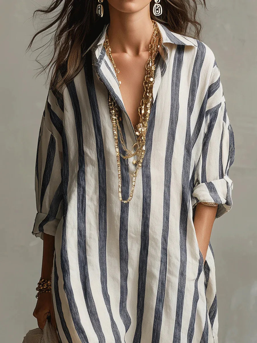 Faye Linen Long Shirt Dress