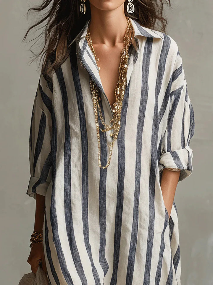 Faye Linen Long Shirt Dress