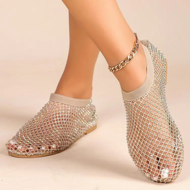 Leslie Rhinestone Midnight Flats