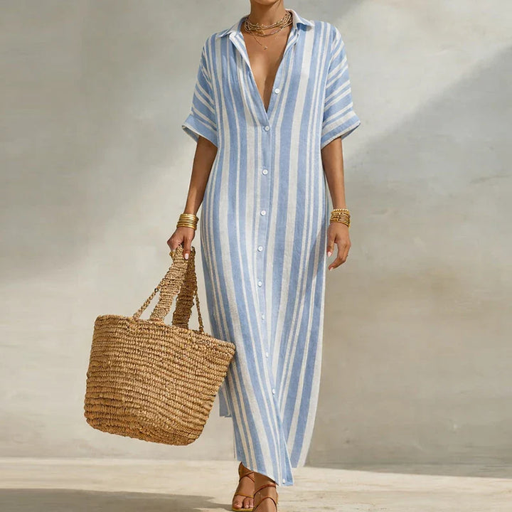 Amanda Linen Long Shirt Dress
