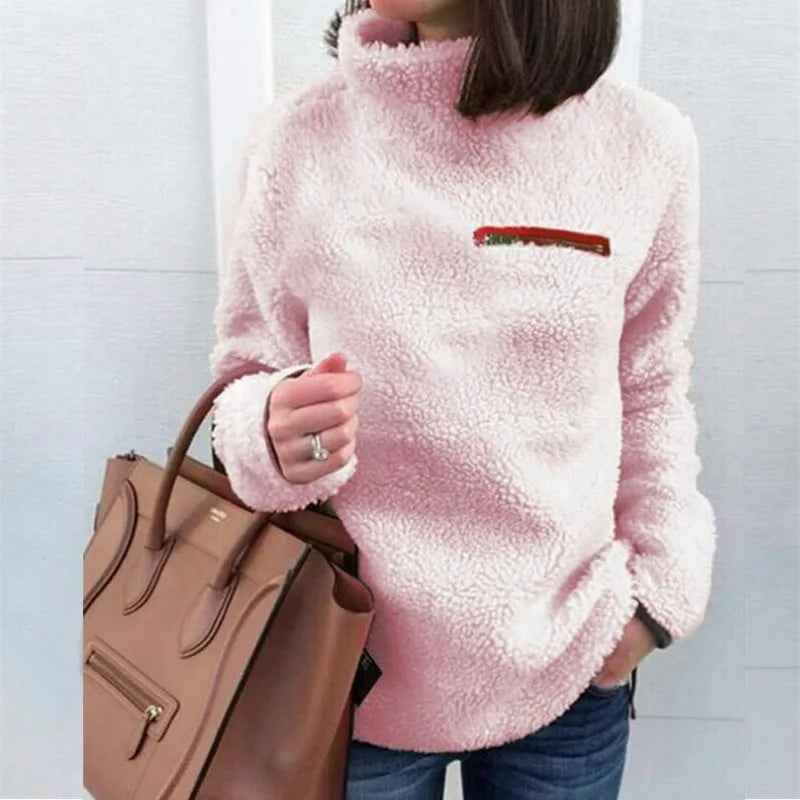 Honora Sherpa Turtleneck Top