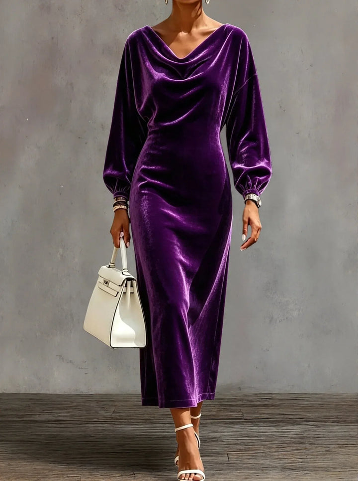 Giselle Cowl Neck Velvet Dress
